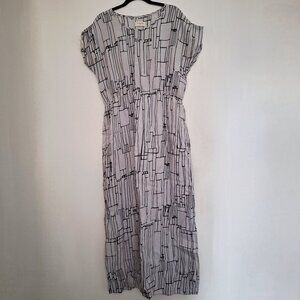 Short Sleeve Maxi Dress Coppelia Black and White Geometric Pattern Size M